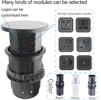 Countertop Retractable Power Socket Outlet Waterproof IP65 15W QI Wireless Charger