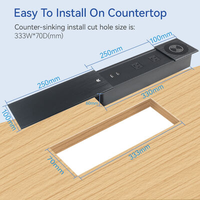 Hidden Desk Sliding Socket Outlet 15W Qi Usb Outlet For Desk
