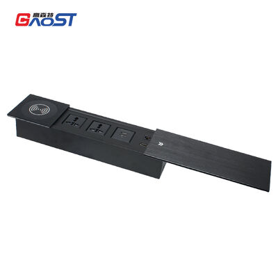 Flush Mount Desktop Outlet Box with 15W Qi Wireless Fast Charging, 2 Power Outlets, and LAN HDMI Connectivity