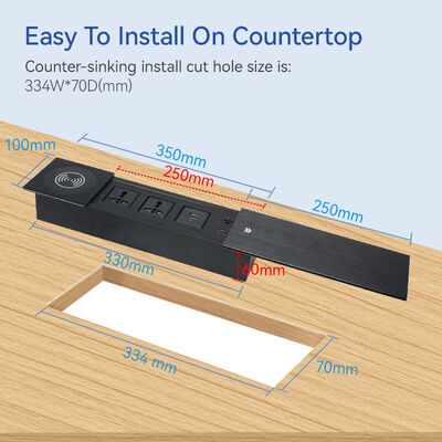 Flush Mount Desktop Outlet Box with 15W Qi Wireless Fast Charging, 2 Power Outlets, and LAN HDMI Connectivity