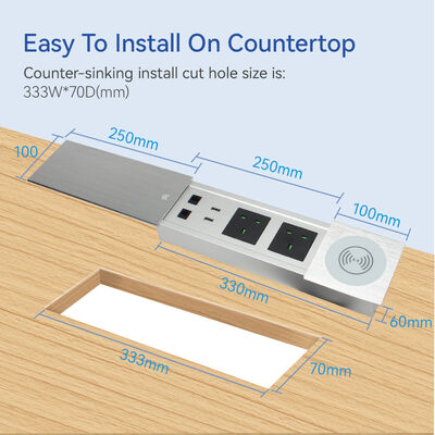 Modern Sliding Socket UK Outlets Integrated LAN HDMI Ports In Desk Power Outlet