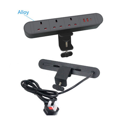 Portable Surge Protector with 20W USB Charge and 3 BS Outlets for 45mm Max Desk Thickness