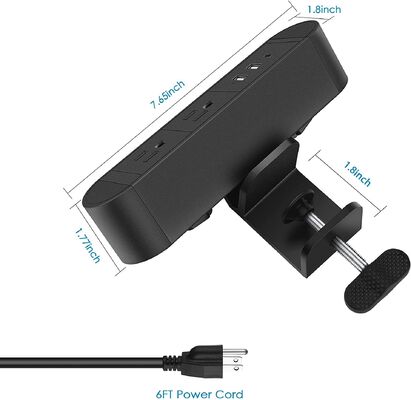 ROHS Aluminum Desk Clamp Power Outlet Center 20W 45mm 125V