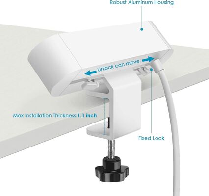 White Sleek Aluminium Clamp Mounted Surge Protector 3 USB Ports 45mm