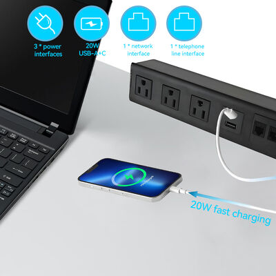 Multifunctional Desk Clamp Power Outlet Center USB C PD20W