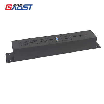 Interchangeable Under Desk Power Strip with 3 Outlets USB Charging and Data Ports Aluminum Alloy Shell CE Certified