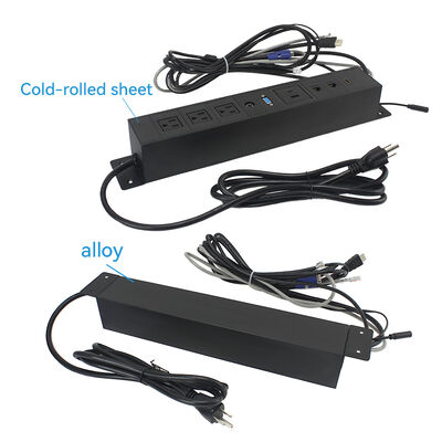 Interchangeable Under Desk Power Strip with 3 Outlets USB Charging and Data Ports Aluminum Alloy Shell CE Certified
