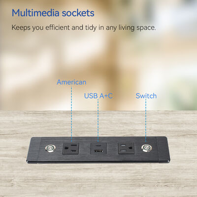 UL Certified Recessed Power Strip with 20W USB Charge and Alloy Faceplate Flush Mount Power Outlet