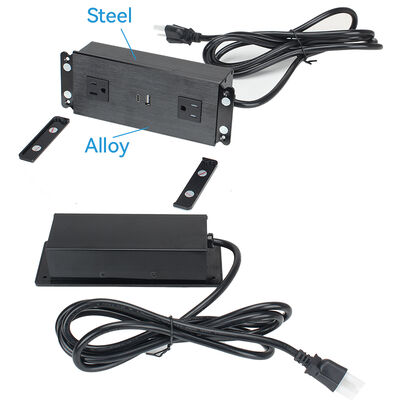 Recessed Power Strip with 65W PD Fast USB Charge Alloy Faceplate and UL CUL Certified