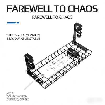 Metal Steel Computer Table Cable Organizer Ventilation Design 290mm