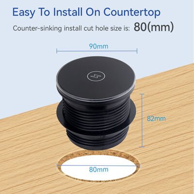 Table Power Usb Charging Grommet 80mm For Workspace Dustproof