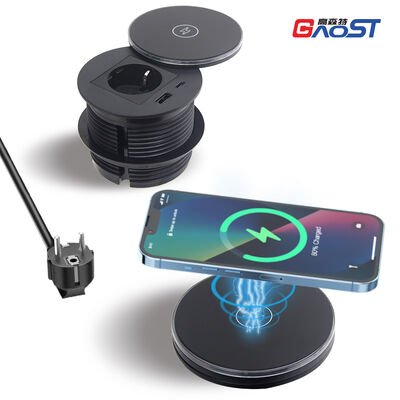 Universal Round Desk Power Grommet 15W Wireless Charging Flush Mount