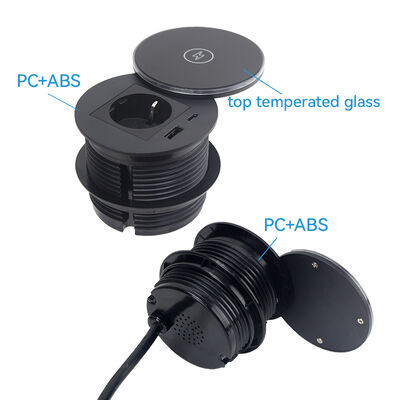 Universal Round Desk Power Grommet 15W Wireless Charging Flush Mount