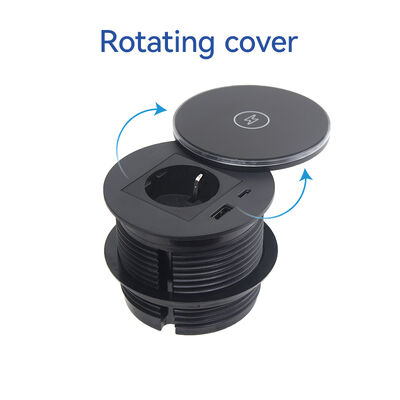 Universal Round Desk Power Grommet 15W Wireless Charging Flush Mount