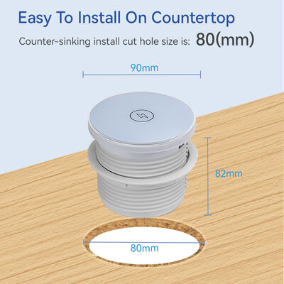 Recessed Power Outlet with PD 30W USB C and 15W Wireless Charging Desk Power Grommet with 180° Rotating Cover