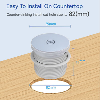 Recessed Desk Power Grommet with UK Outlet 125V Flame Retardant and 30W USB-C PD Charging