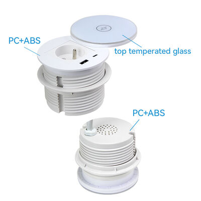 15W Wireless Charging Desk Power Grommet with Type E AC Outlet and 30W USB-C PD Fast Charge