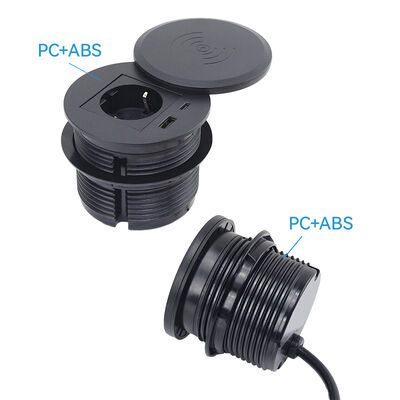 Multifunctional Desk Power Grommet with 15W Wireless Charging PD 30W USB C Port and Waterproof Type F Plug