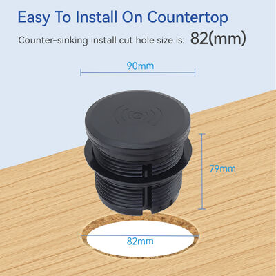 Multifunctional Desk Power Grommet with 15W Wireless Charging PD 30W USB C Port and Waterproof Type F Plug