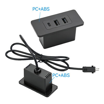 65W GaN Dual Port Recessed USB Charger Fast Charging Recessed Power Grommet for Sofa and Desk