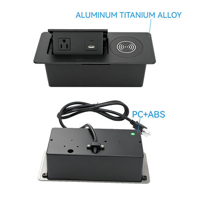 20W USB Charger Pop Up Socket Box with Type J Switzerland Outlet and Alloy Faceplate for Desks and Conference Tables