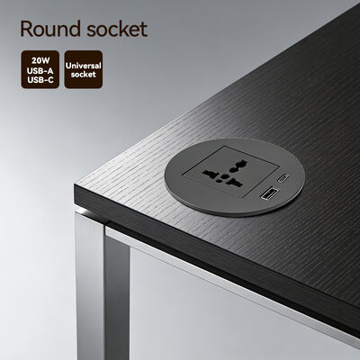 Modern Desk Power Grommet Recessed Power Strip with 20W USB-C and Fire-retardant Plastic for 82mm Diameter Mounting