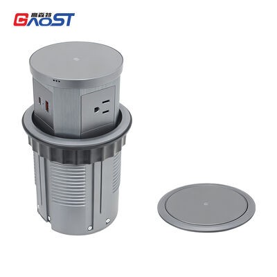 Retractable Power Socket with 3 American Outlets 20W USB Charger and 15W Wireless Charging Pad