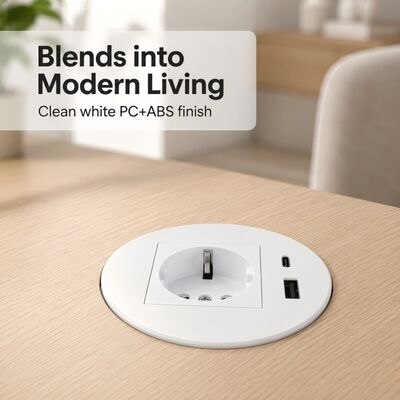 Bedside Desk Power Grommet Plug Socket 20W USBA USBC Fast Charge