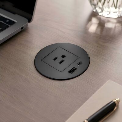 Table Mounted Grommet Power Outlet Plug Sockets QC3.0 USB 80mm UL Standard