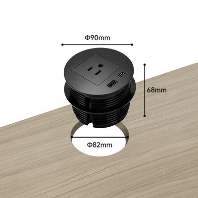 Table Mounted Grommet Power Outlet Plug Sockets QC3.0 USB 80mm UL Standard