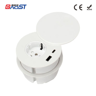 60W USB-C Power Delivery Desk Power Grommet with 360° Rotating Dustproof Cover and V0 Flame-Retardant ABS+PC Material
