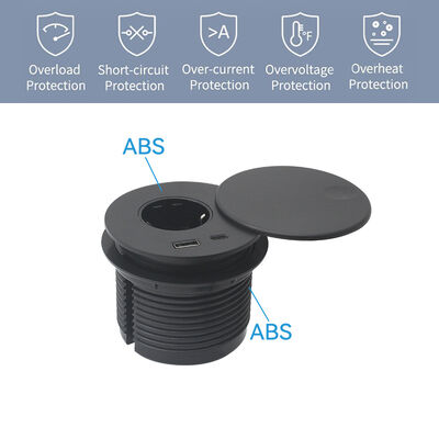 20W USB-C Fast Charging Desk Power Grommet with Type F Schuko Outlet and 360° Rotating Dustproof Cover