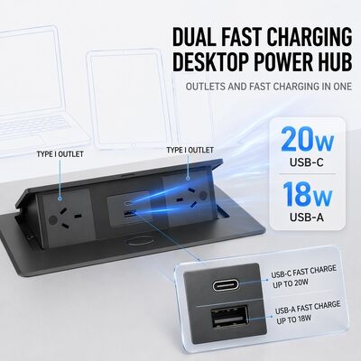 SAA Pop Up Switch Box Power Outlet Under Desk Kitchen Countertop