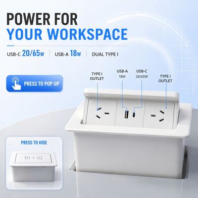 Pop Up Desk Power Outlet with 15W Wireless Charger SAA Certified