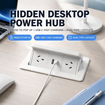 Pop Up Desk Power Outlet with 15W Wireless Charger and 20W USB Fast Charging SAA Certified