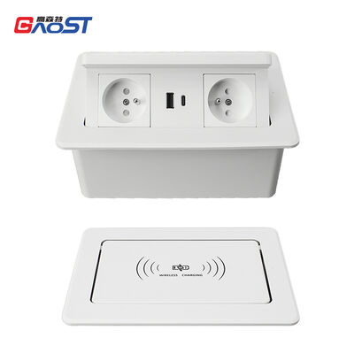 Desktop Power Strip with 2 French Outlets 20W USB A+C Fast Charging Ports