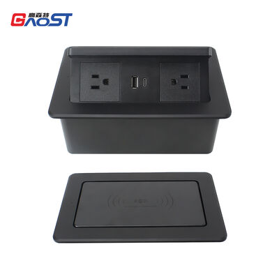 UL Certified Recessed Desktop Power Station with 15W Wireless Charging and 20W Fast Charging USB Ports