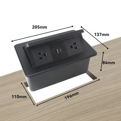 UL Certified Recessed Desktop Power Station with 15W Wireless Charging and 20W Fast Charging USB Ports