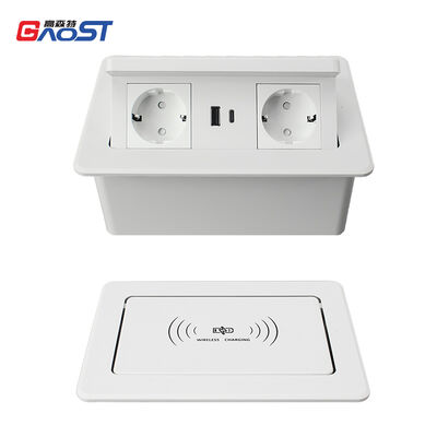 Pop Up Desk Power Strip with 20W Fast Charging 15W Wireless Charging and V0 Fireproof Plastic
