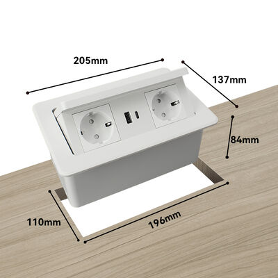 Pop Up Desk Power Strip with 20W Fast Charging 15W Wireless Charging and V0 Fireproof Plastic