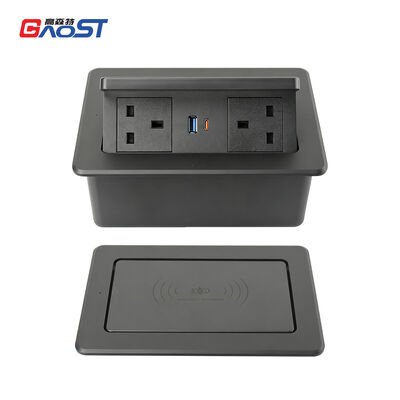 Pop Up Desk Power Strip Wireless Charger 20W Type C USB A Outlets UKCA Certified Hub