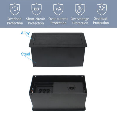 Electrical Cubby Box with 2 Universal Outlets 20W USB Charging and 6 Cable Through Holes for Conference Tables