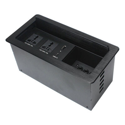 Electrical Cubby Box with 2 Universal Outlets 20W USB Charging and 6 Cable Through Holes for Conference Tables