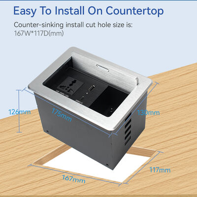 Recessed Pop Up Audio Visual Box Multimedia Socket Outlet 65W USB