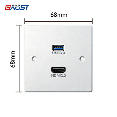 Single Gang Recessed Wall Box with 4K HDMI USB 3.0 and Alloy Face Plate for Home Theater and Office Networking