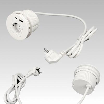 Desk Power Grommet with 20W Fast Charge Schuko Power Socket and ABS Material Recessed Power Outlet