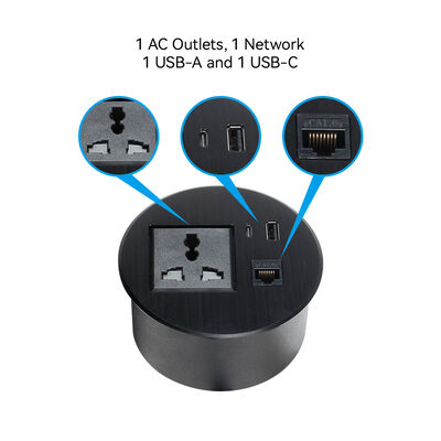 20W QC3.0 USB hole 90mm Power Grommet Fully Universal Outlet LAN RJ45