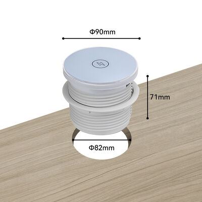 Recessed Power Strip with 15W Wireless Charging PD 30W USB-C and 180° Rotating Cover for Desk