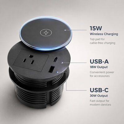 Table Power Usb Charging Grommet 80mm For Workspace Dustproof