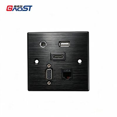 Plaque murale HDMI 4K USB 2.0 Audio Vidéo avec façade en alliage et RJ45 CAT6 pour Home Cinéma